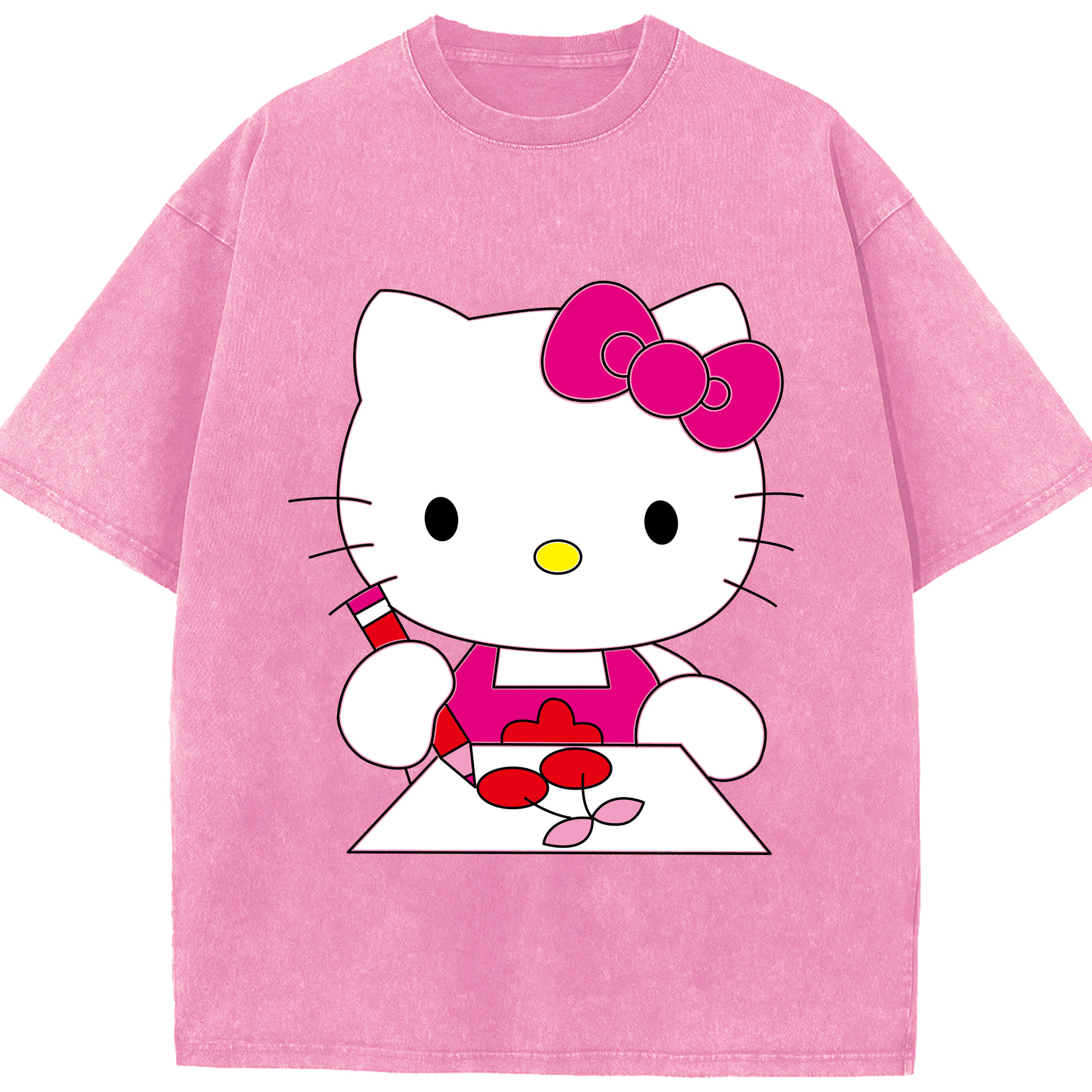 （画像用） Hello Kitty ハローキティ 綿100% ヴィンテージ風 半袖Tシャツ（フロントプリント）